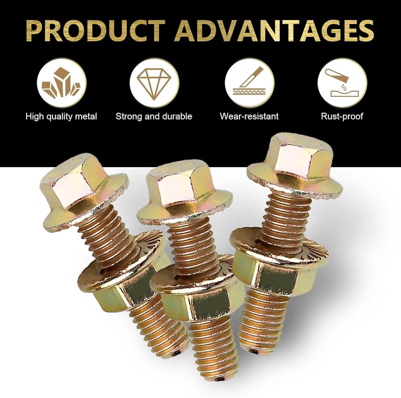 Anyhut 10PCS Exhaust Manifold Bolt Kit – High-Strength Carbon Steel, 0.7" x 1.45", hex Flange nut Screws (Non-Slip). Color Zinc Plated, Universal fit for Most car Models (Gold) - Image 4